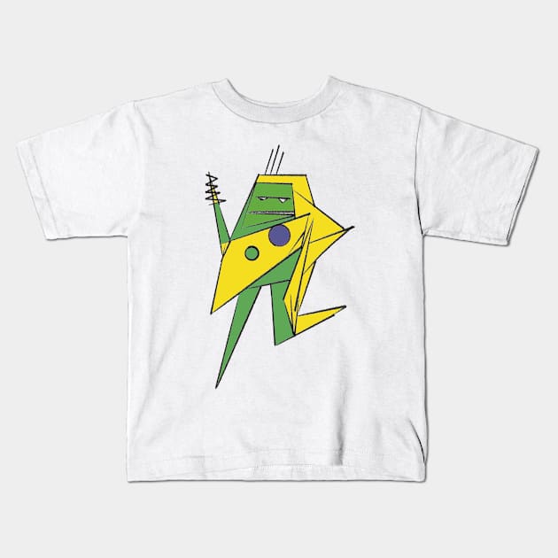 Zap the robot yellow and green Kids T-Shirt by Nigh-designs